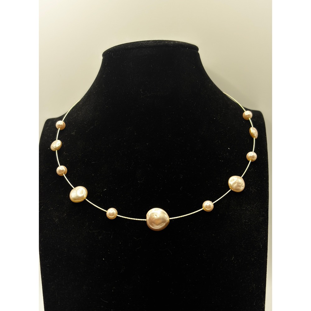 Napier Floating Pearl Necklace Womens Pink Silver Toneβ Faux Pearl Minimalist